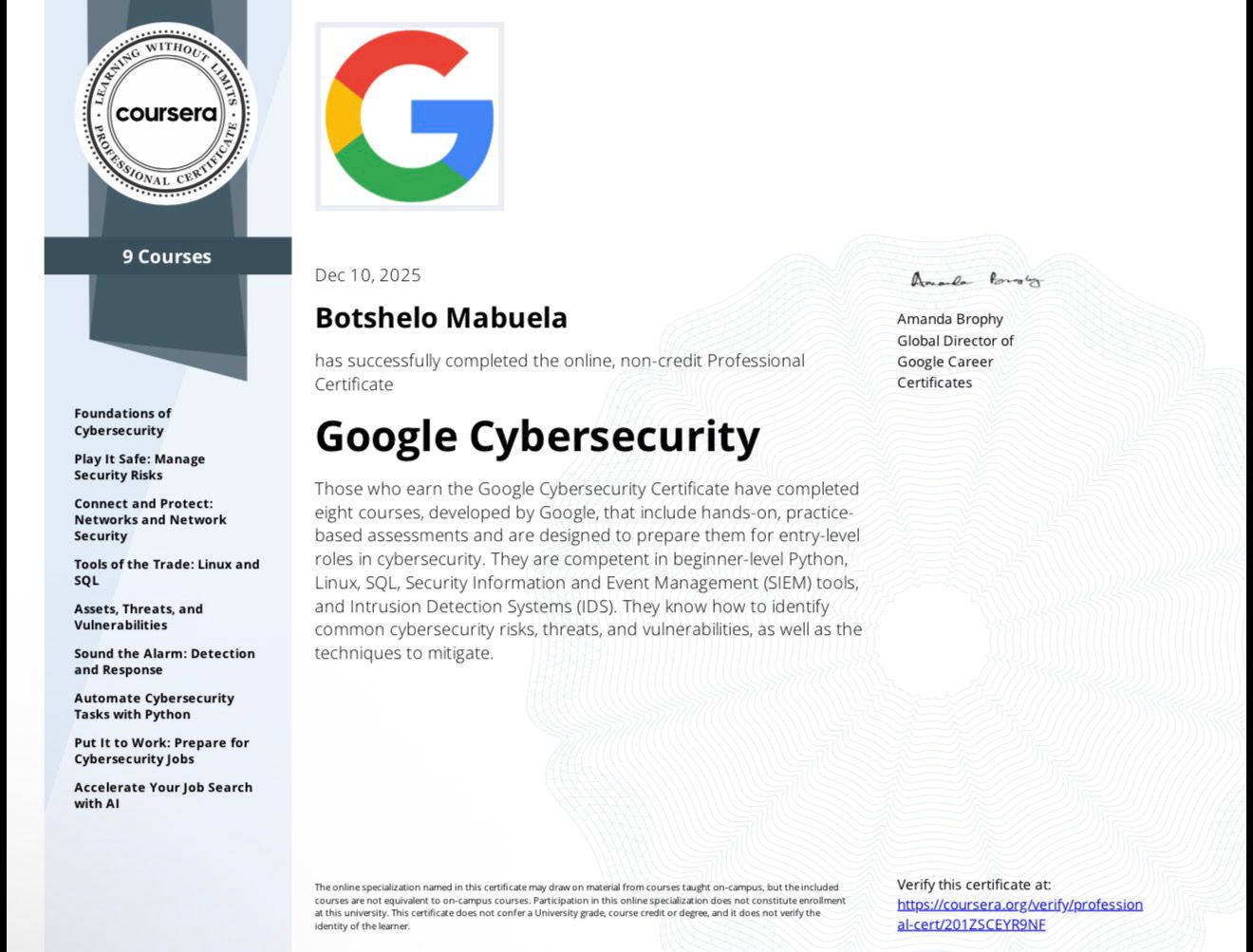Cybersecurity Certificate